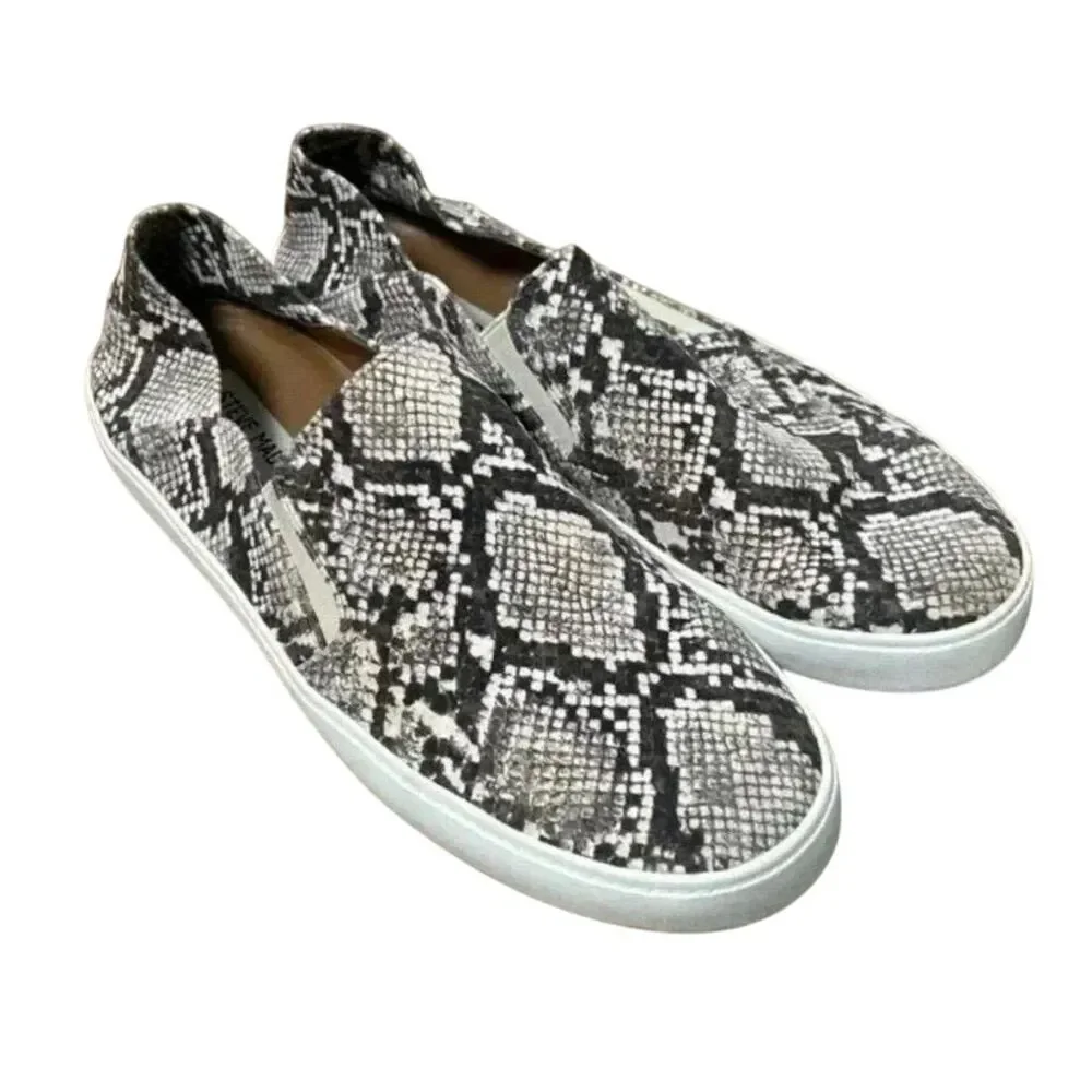 Steve Madden Fayna Women’s Snake Print Slip-On 10 Sneakers Trendy Casual Flats